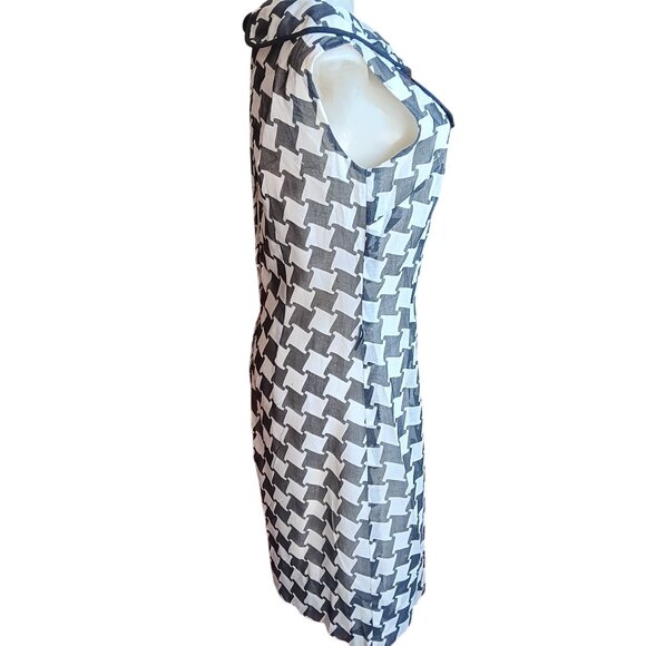 12 Vintage 1960's Geometric Sleeveless Dress Bow Collar Mod Garage Scooter Girl - Picture 3 of 11